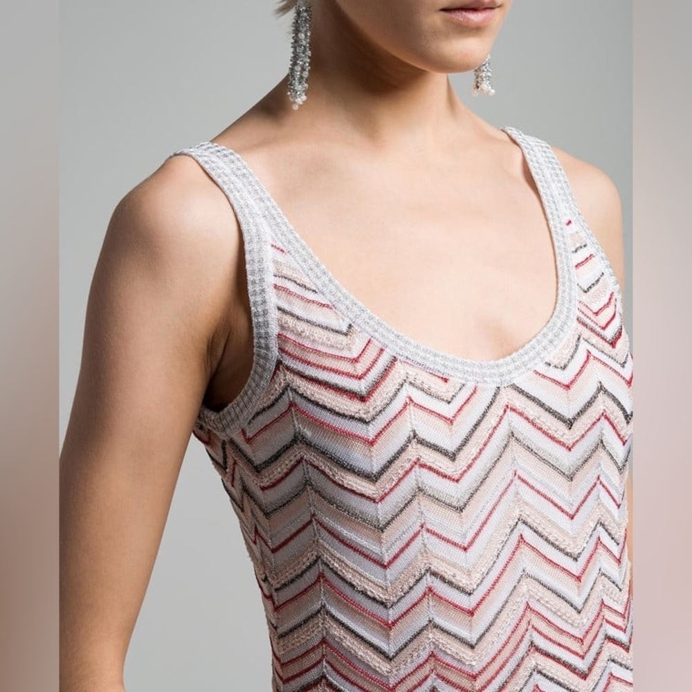 New Missoni Knit Chevron Sequin Mini Dress Tank 2025 Womens Small 40 - Picture 3 of 17
